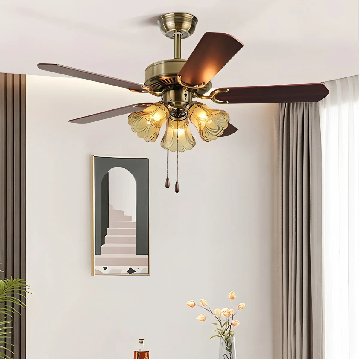Vintage Ceiling Fan with Light for Dining Room