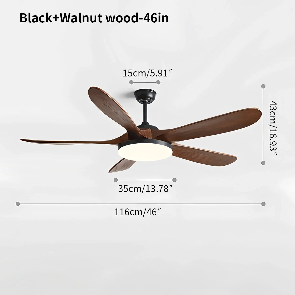 5-Blade Wood Ceiling Fan with LED Light
