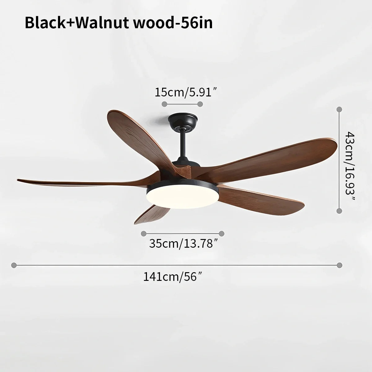 5-Blade Wood Ceiling Fan with LED Light