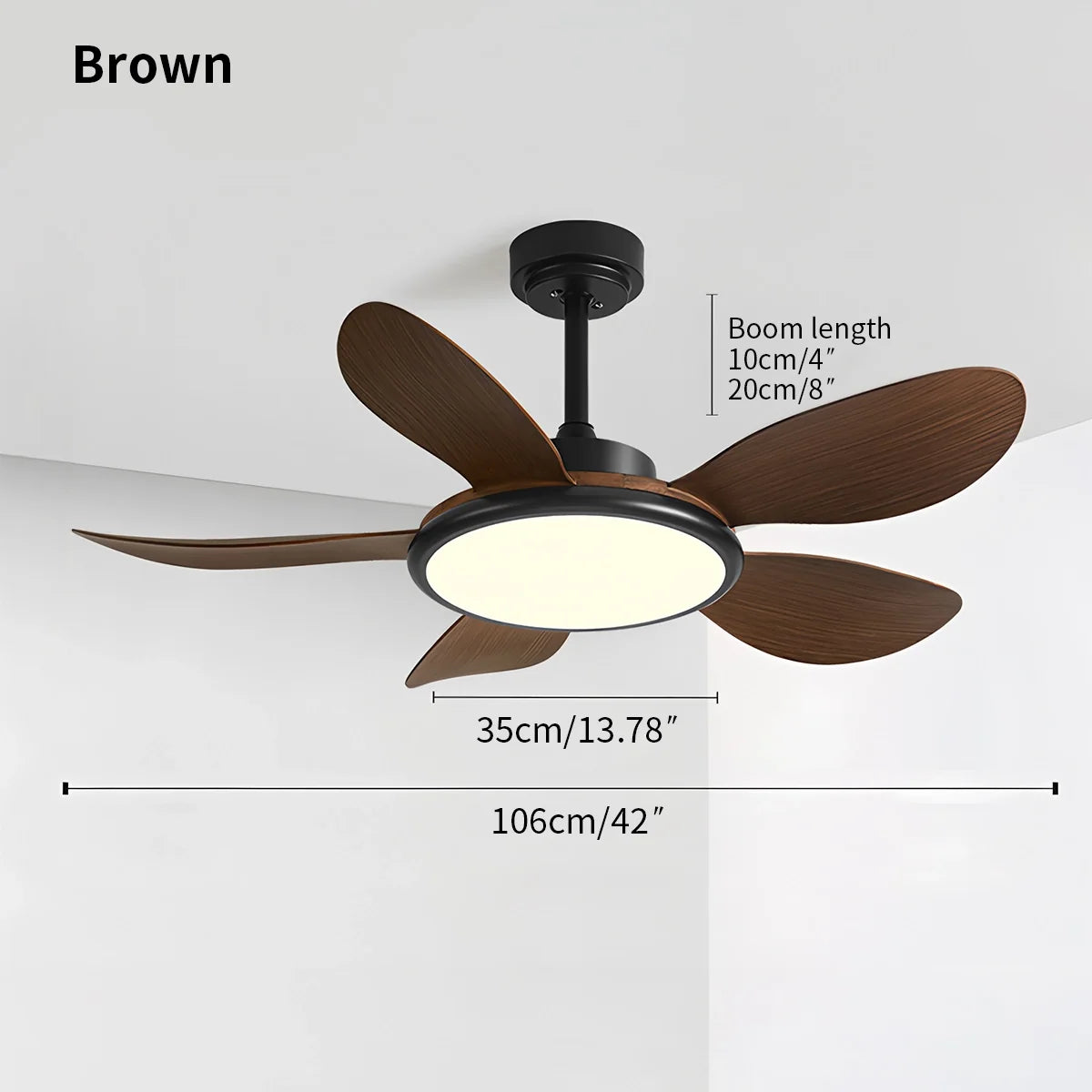 5-Blade Wood Ceiling Fan with Light for Living Room