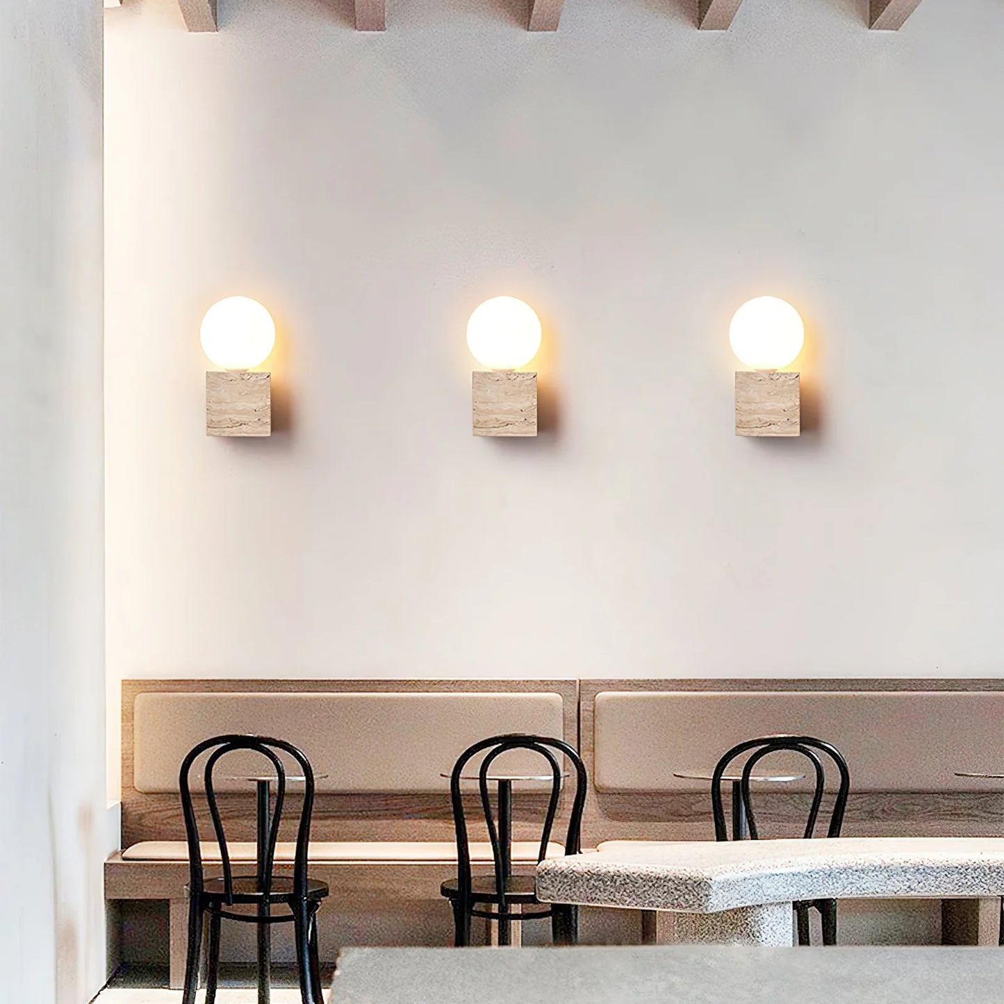 Cube Stone Travertine Wall Lamp