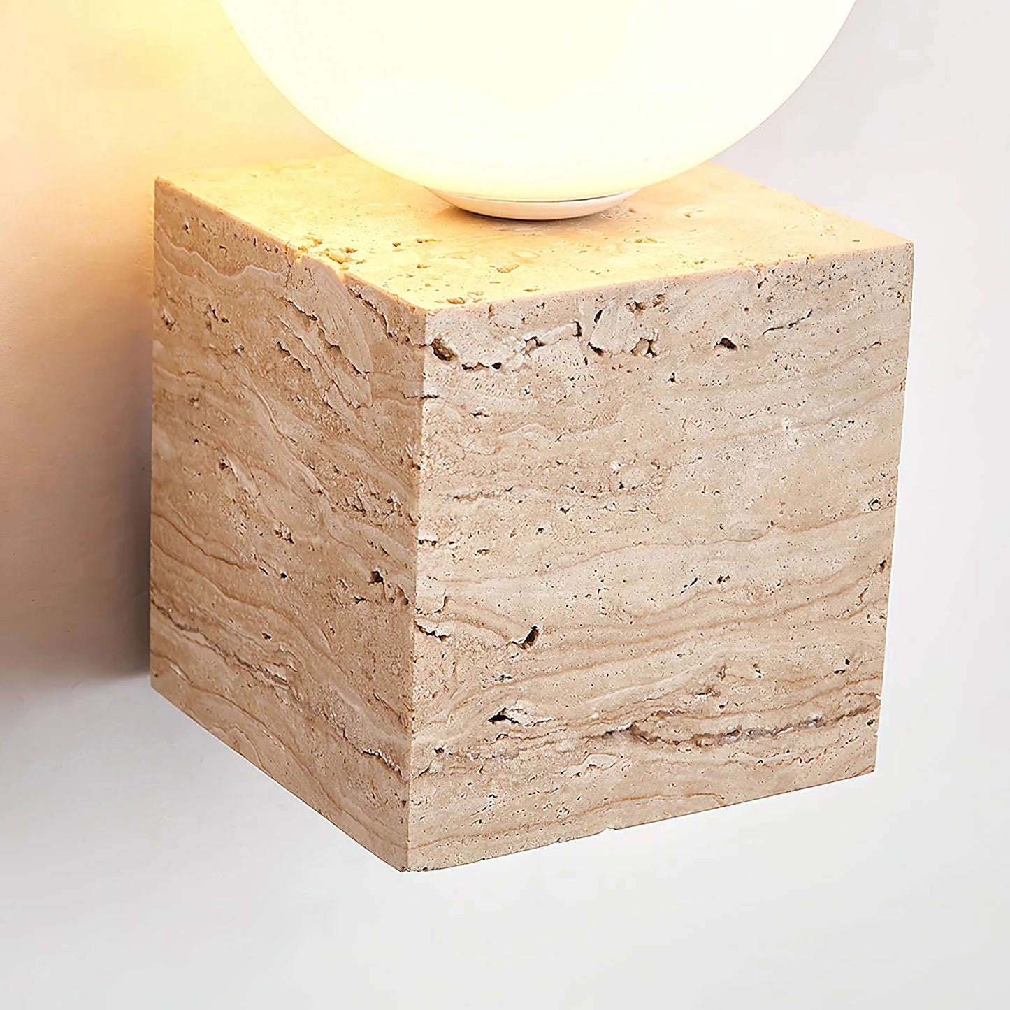 Cube Stone Travertine Wall Lamp