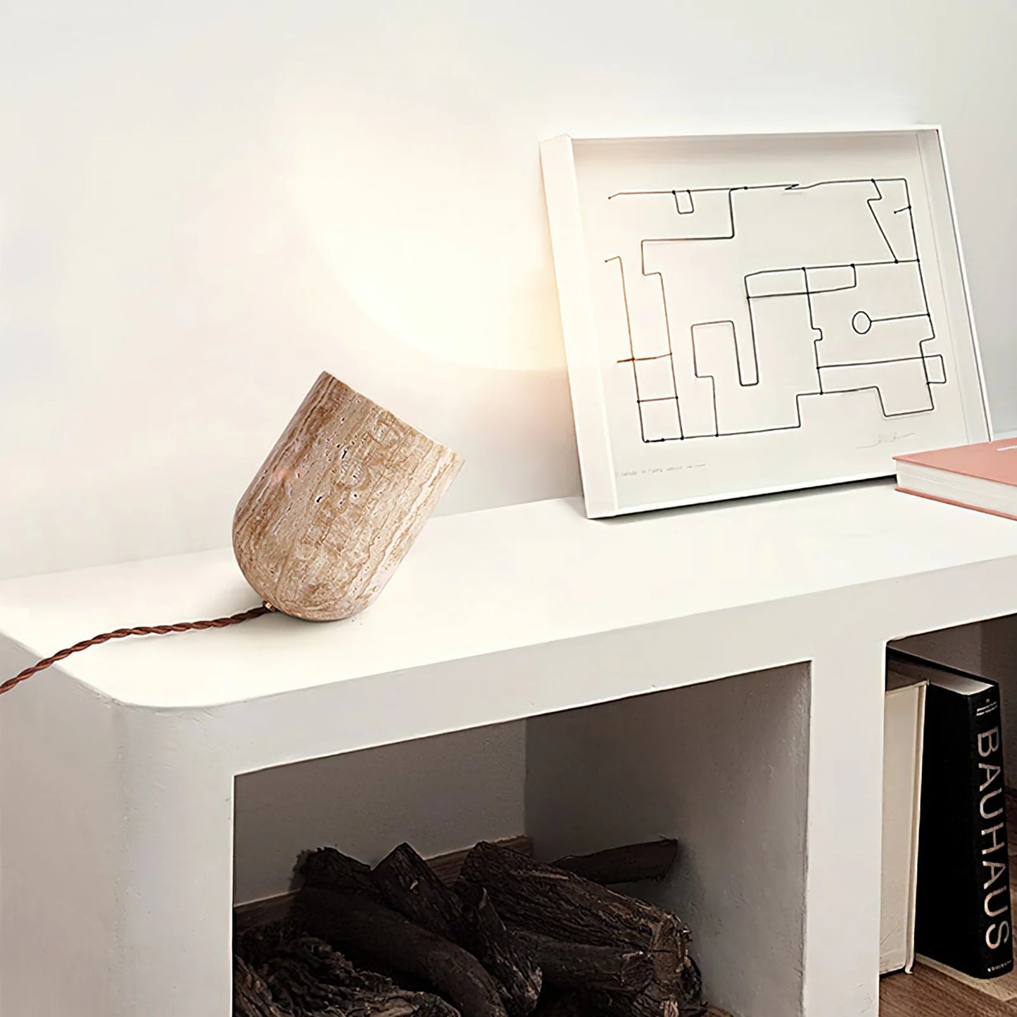 Cylinder Amidori Travertine Table Lamp