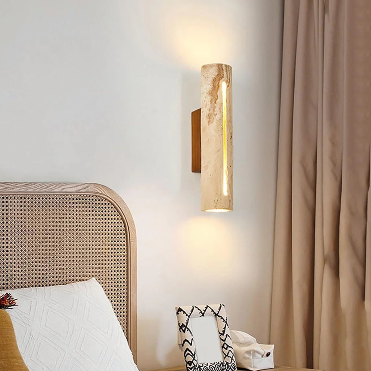 Cylindrical Travertine Wall Lamp