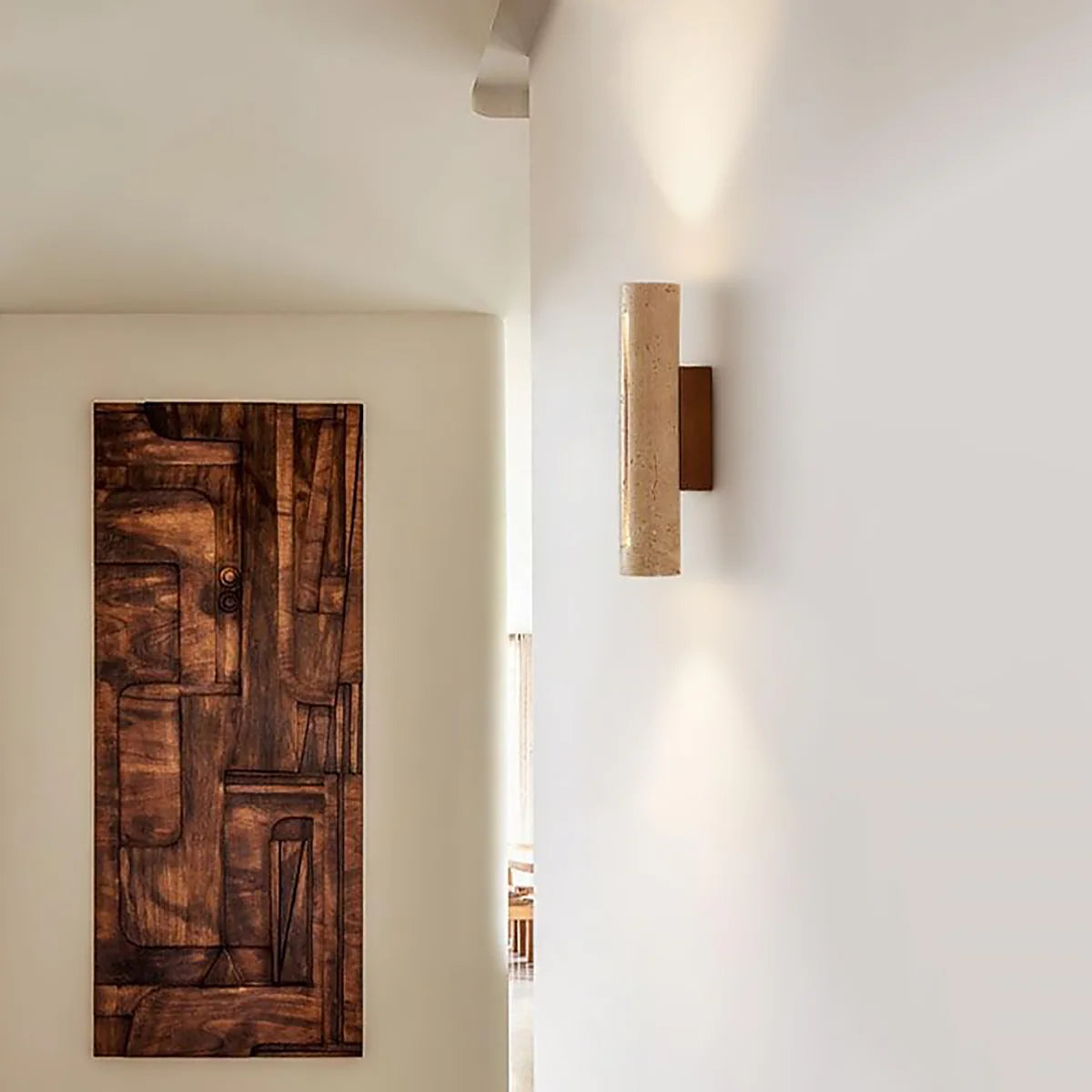 Cylindrical Travertine Wall Lamp