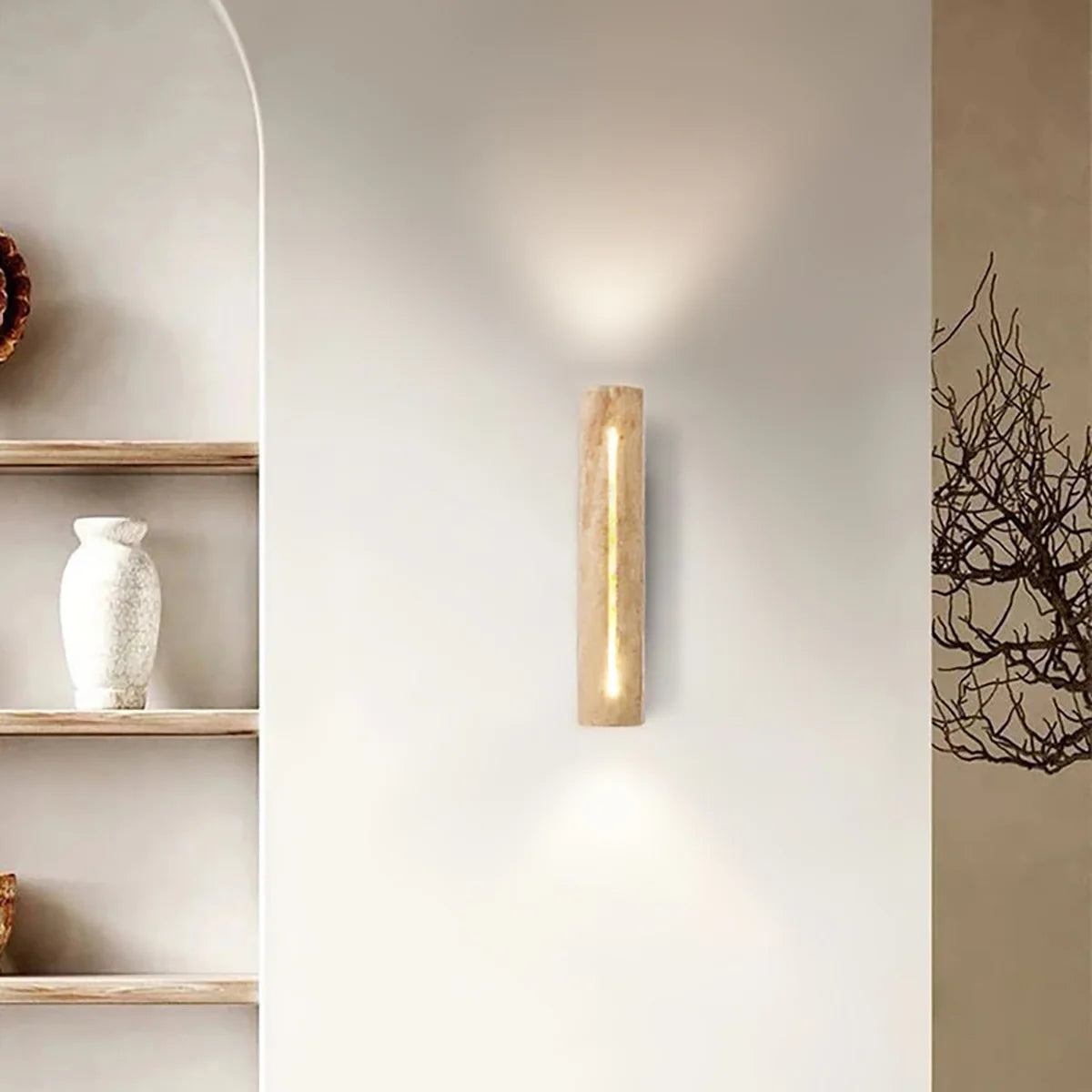 Cylindrical Travertine Wall Lamp