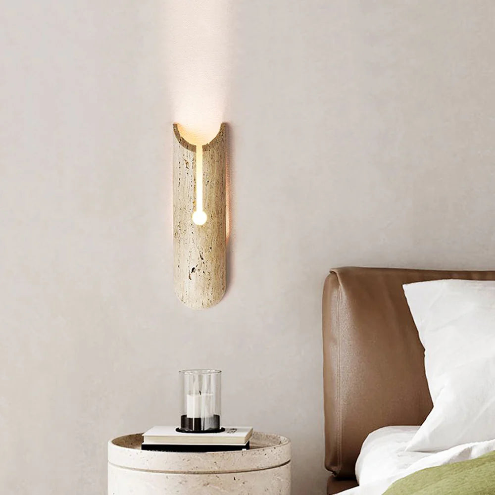 Cylindrical Y Shaped Travertine Wall Lamp
