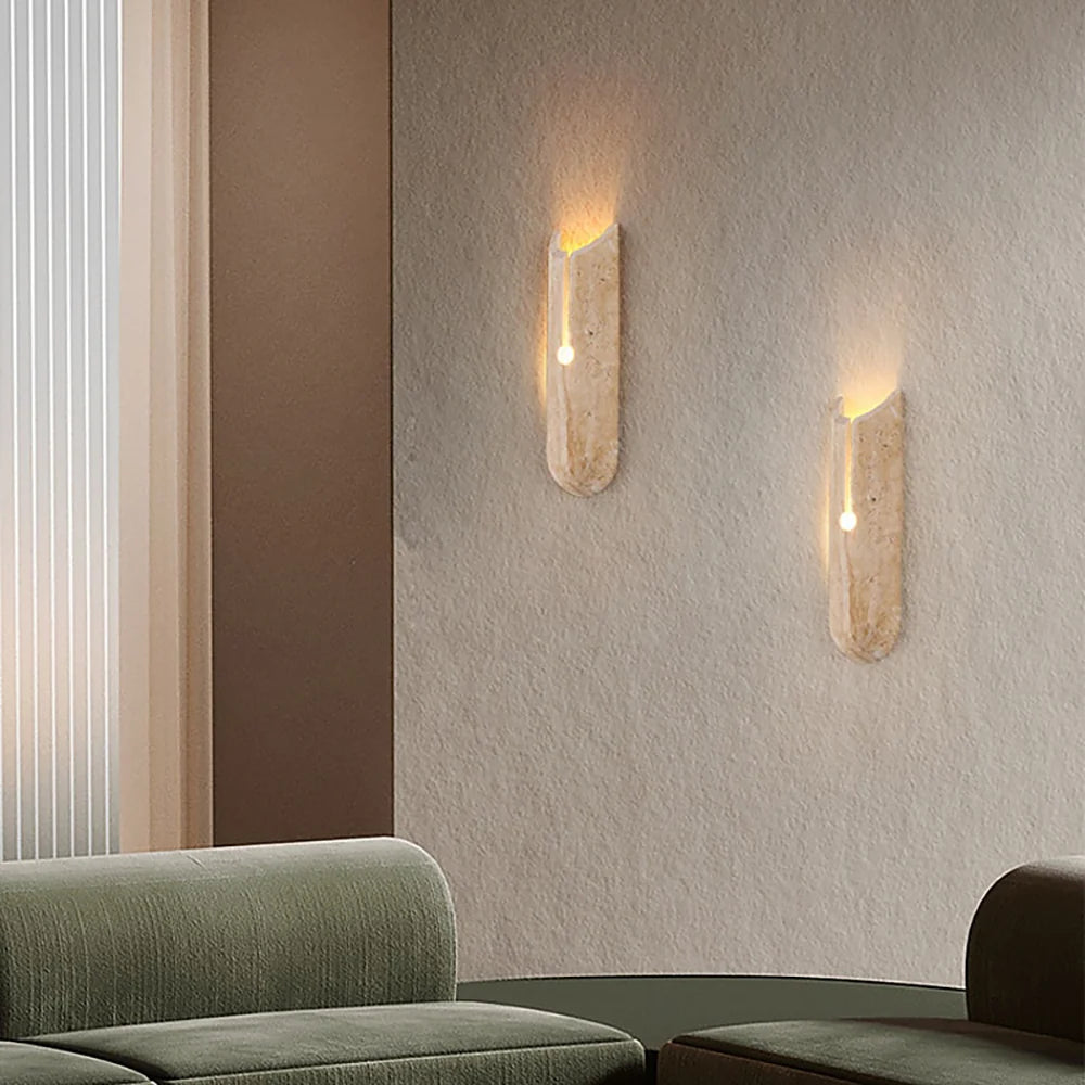 Cylindrical Y Shaped Travertine Wall Lamp
