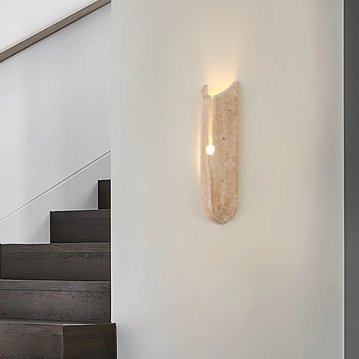 Cylindrical Y Shaped Travertine Wall Lamp