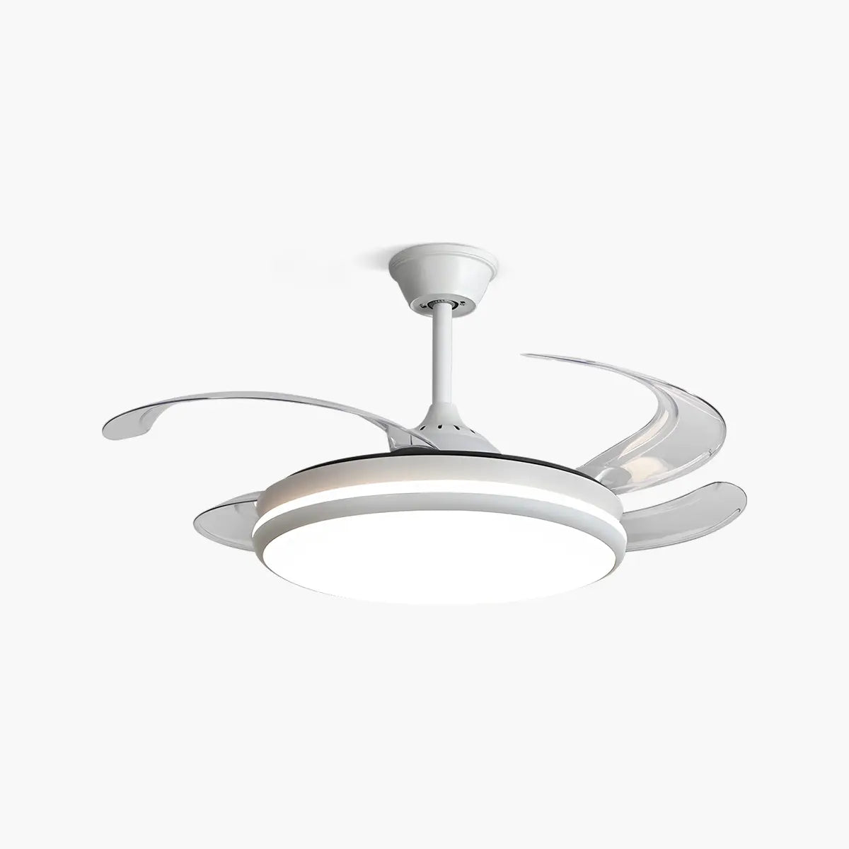 Modern Remote Ceiling Fan Light with Clear Retractable Blades