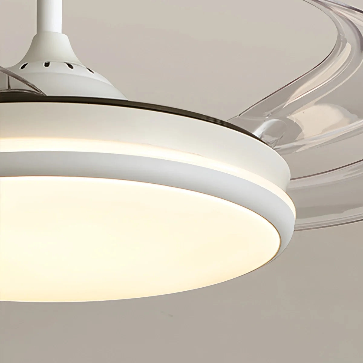Modern Remote Ceiling Fan Light with Clear Retractable Blades