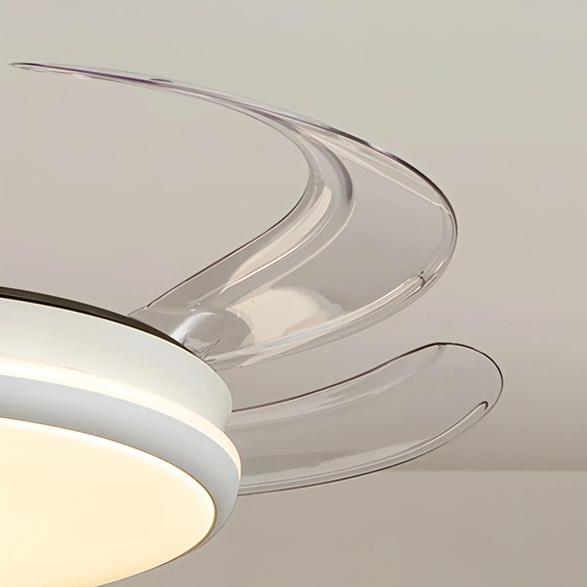 Modern Remote Ceiling Fan Light with Clear Retractable Blades