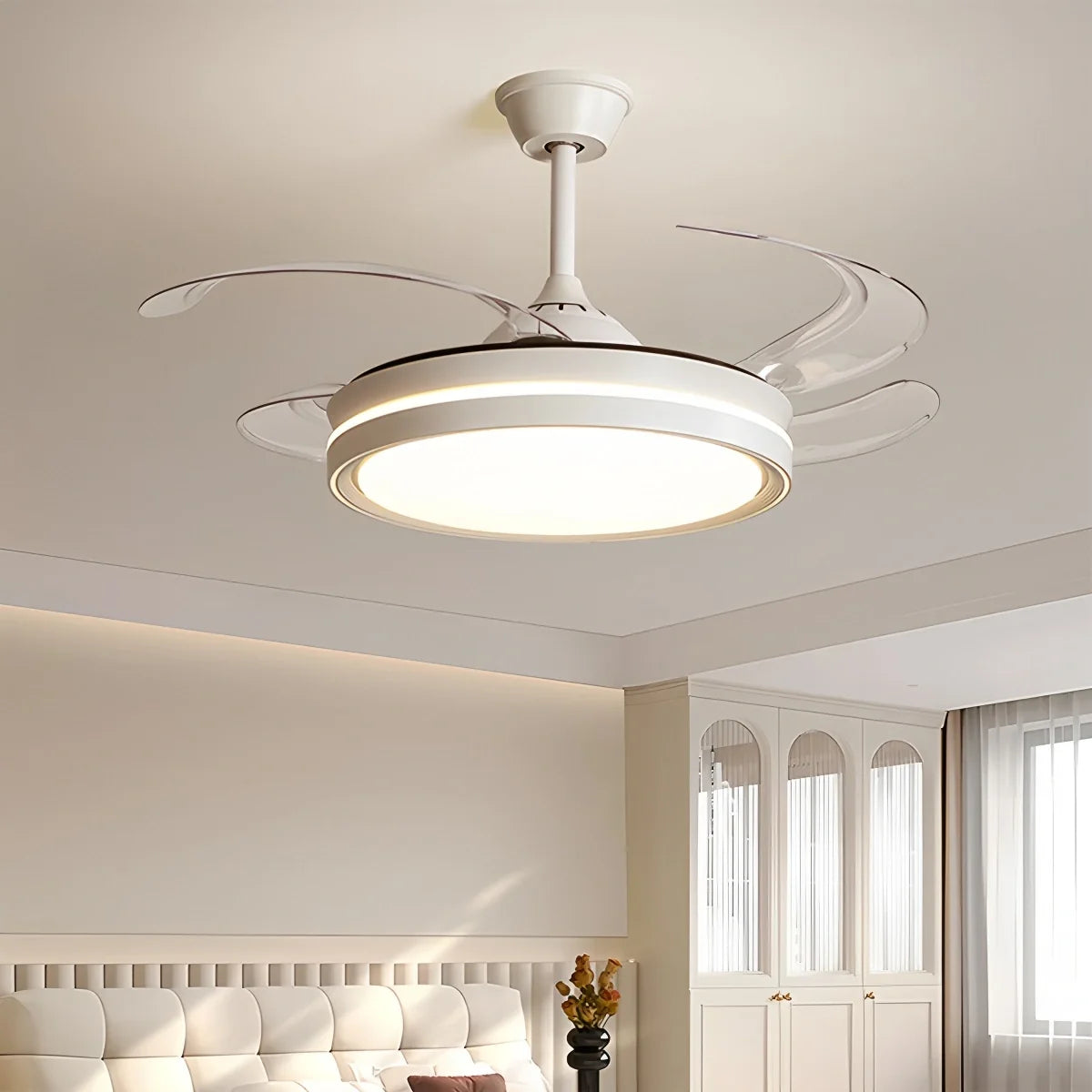 Modern Silent Remote Control Ceiling Fan with Light