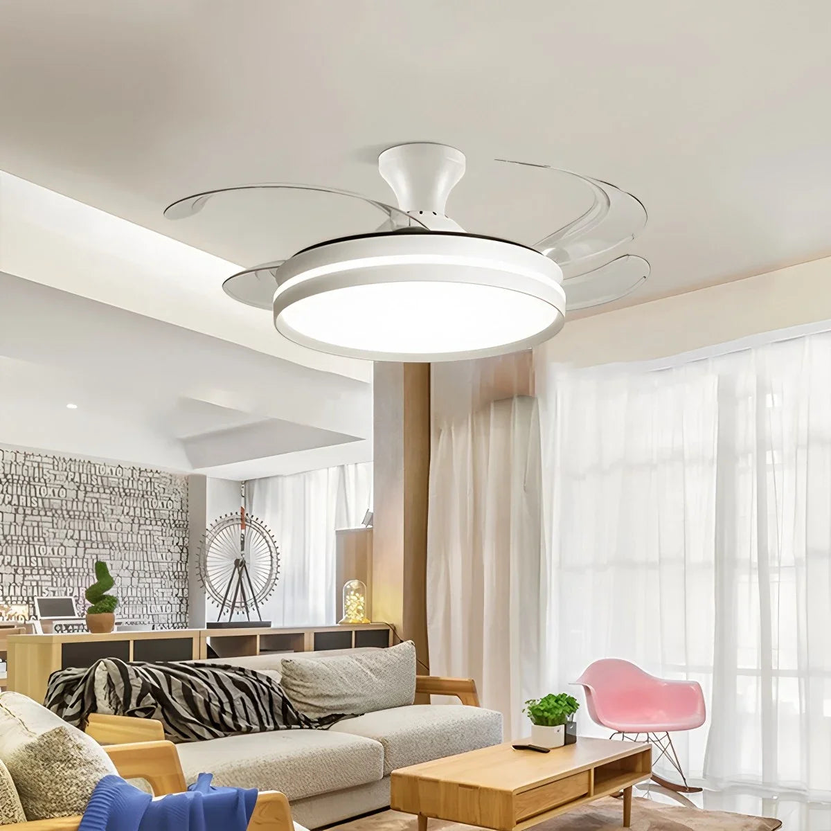 Modern Silent Remote Control Ceiling Fan with Light