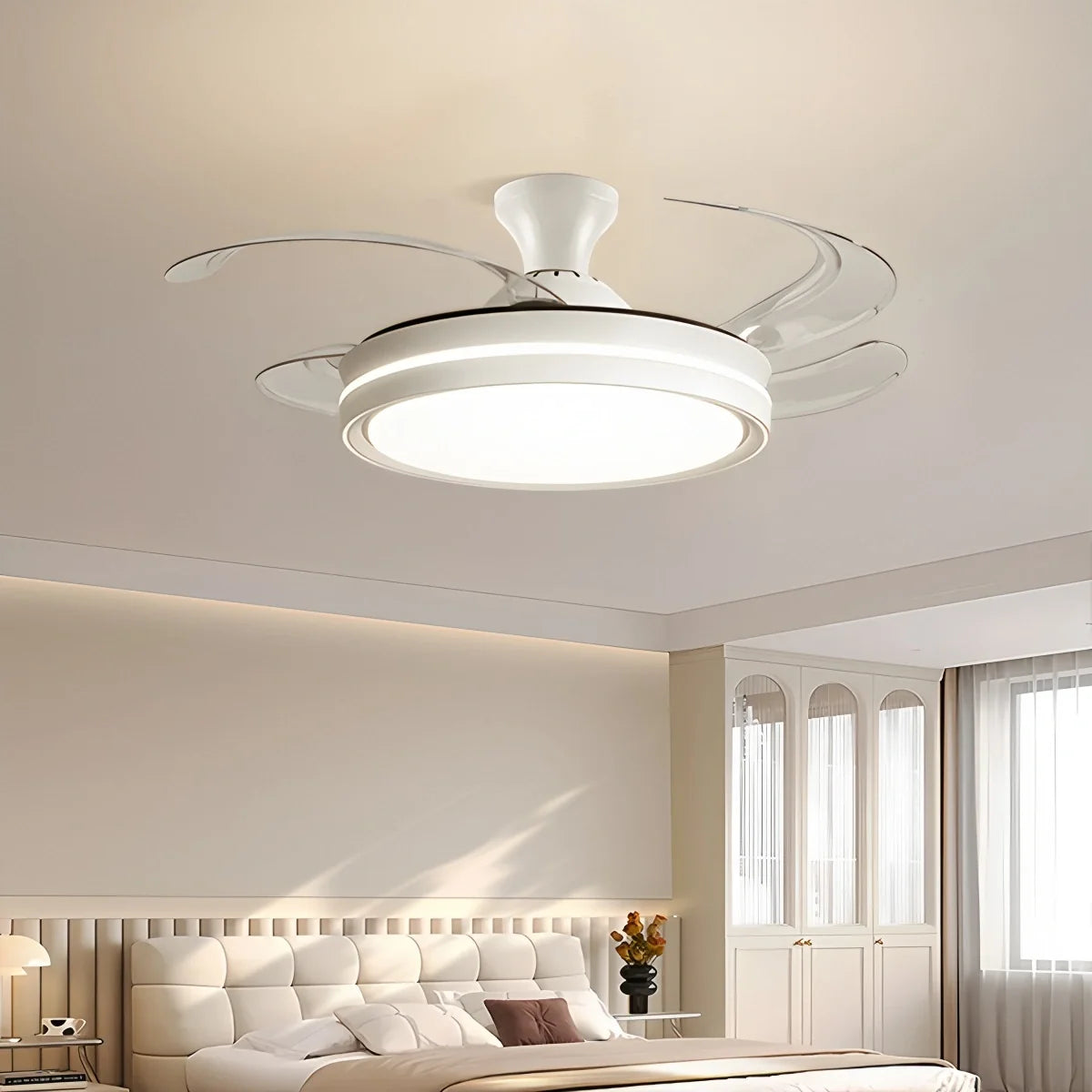 Modern Silent Remote Control Ceiling Fan with Light