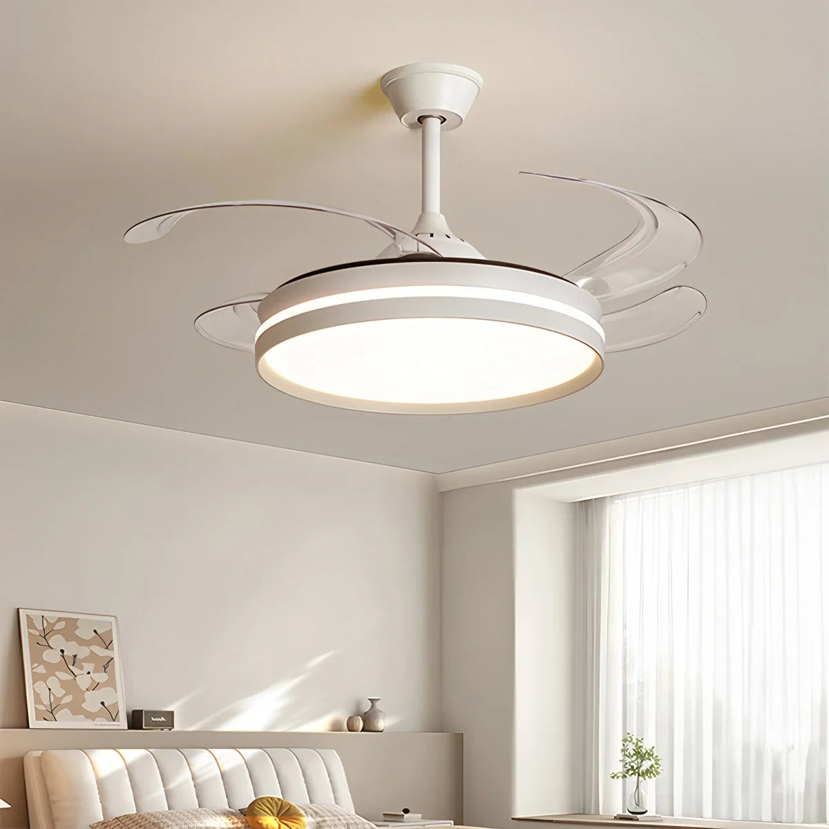 Modern Silent Remote Control Ceiling Fan with Light