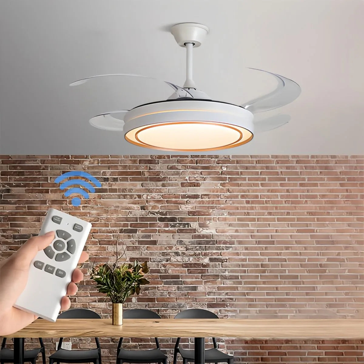 Modern Round Ceiling Fan Light with Remote Control