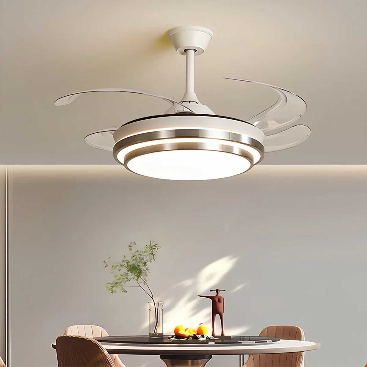 Modern White Ceiling Fan with Light