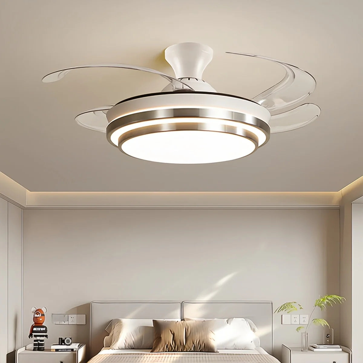 Modern White Ceiling Fan with Light