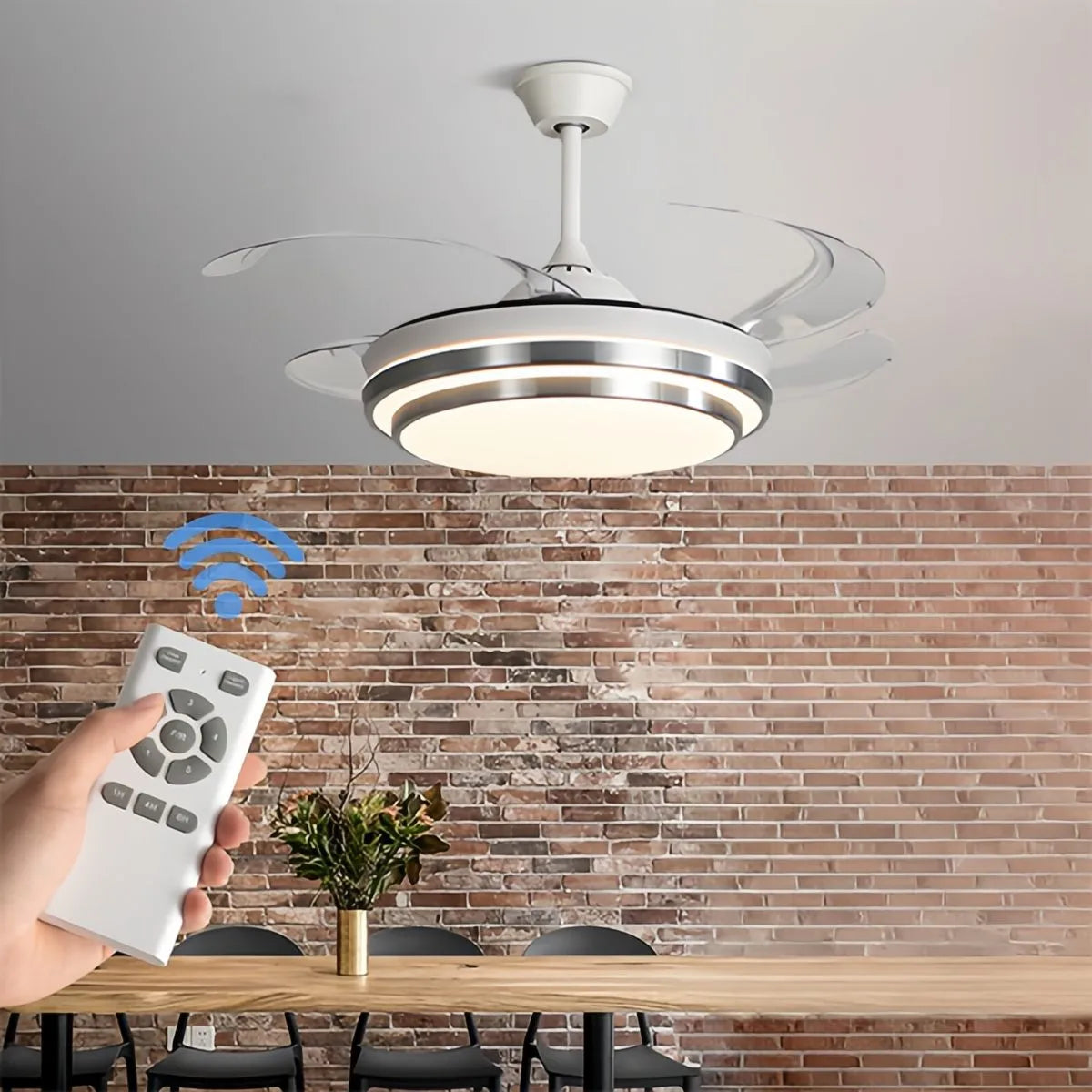 Modern White Ceiling Fan with Light