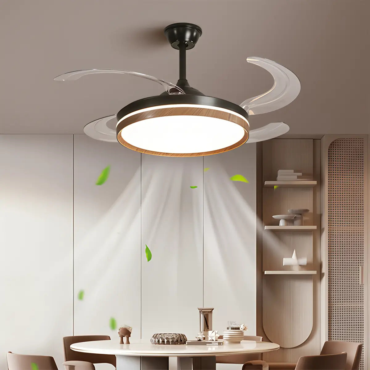 Retractable Blade Ceiling Fan with Light