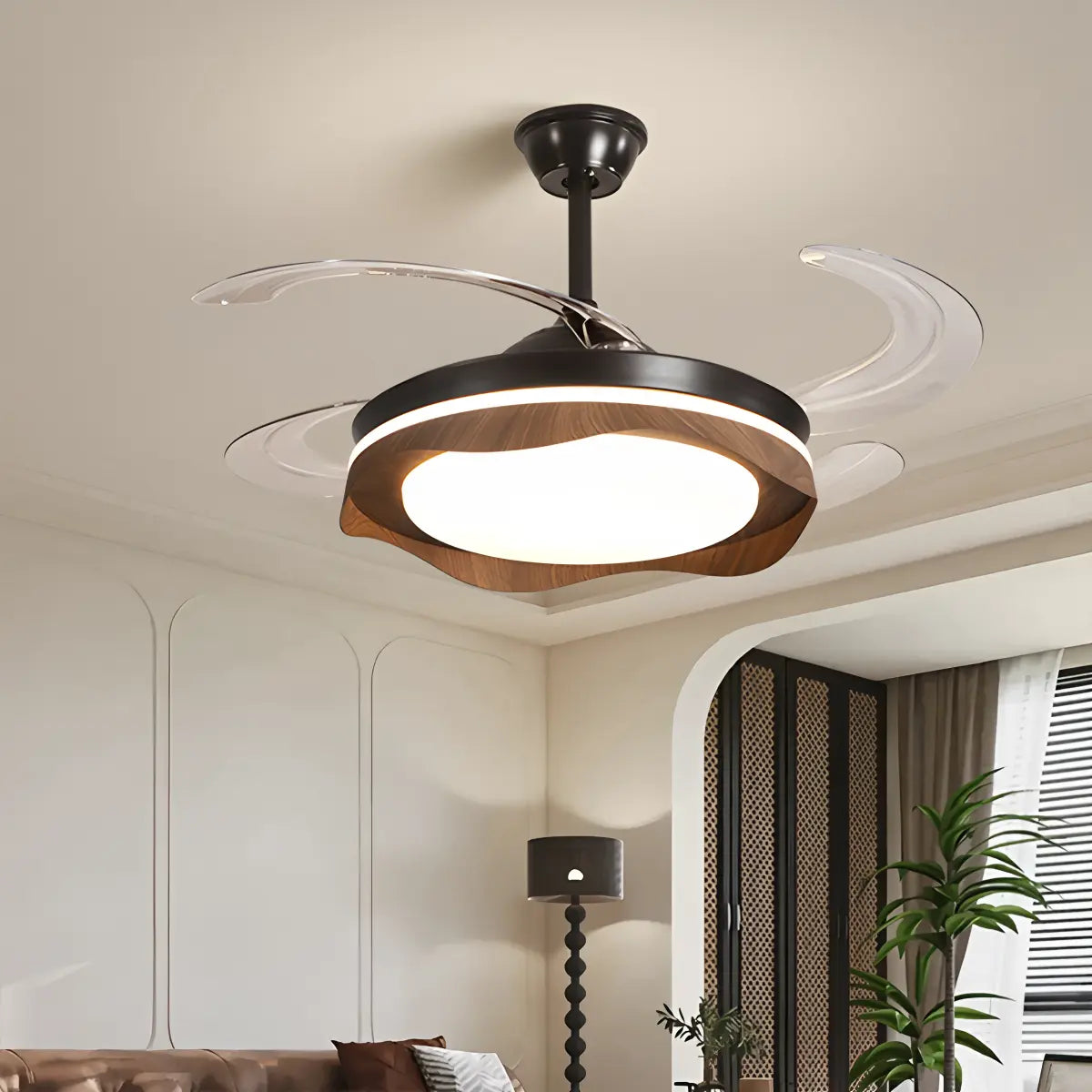 Retractable Blade Ceiling Fan with Light