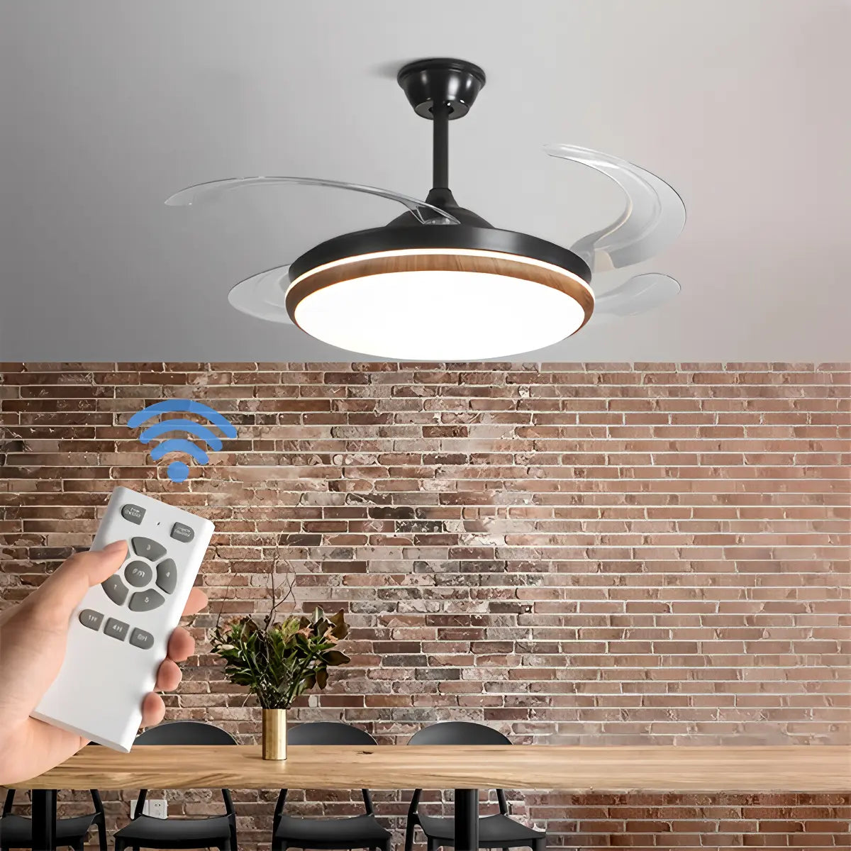 Retractable Blade Ceiling Fan with Light