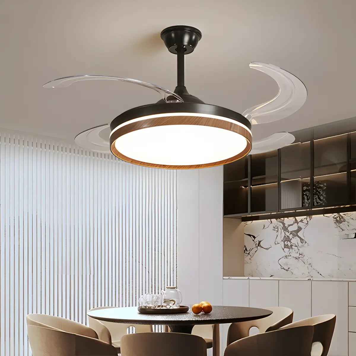 Retractable Blade Ceiling Fan with Light