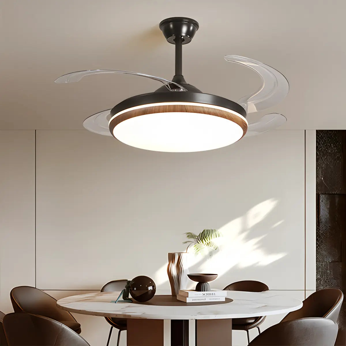 Retractable Blade Ceiling Fan with Light