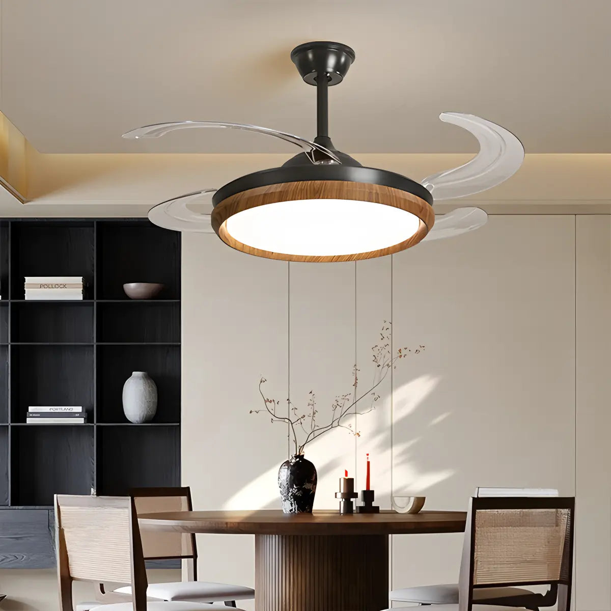 Retractable Blade Ceiling Fan with Light