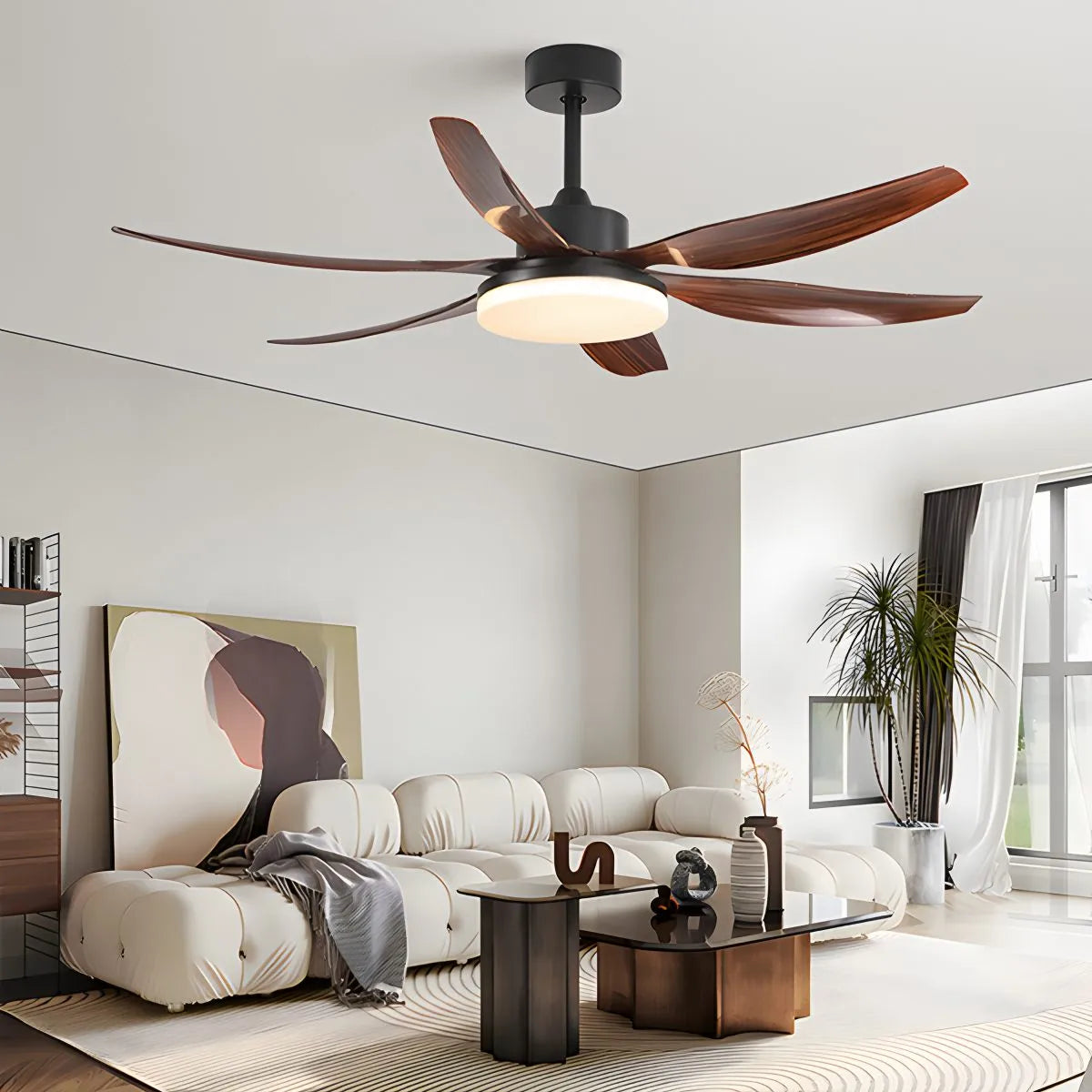 Nordic Style LED 6-Blade Ceiling Fan with Light