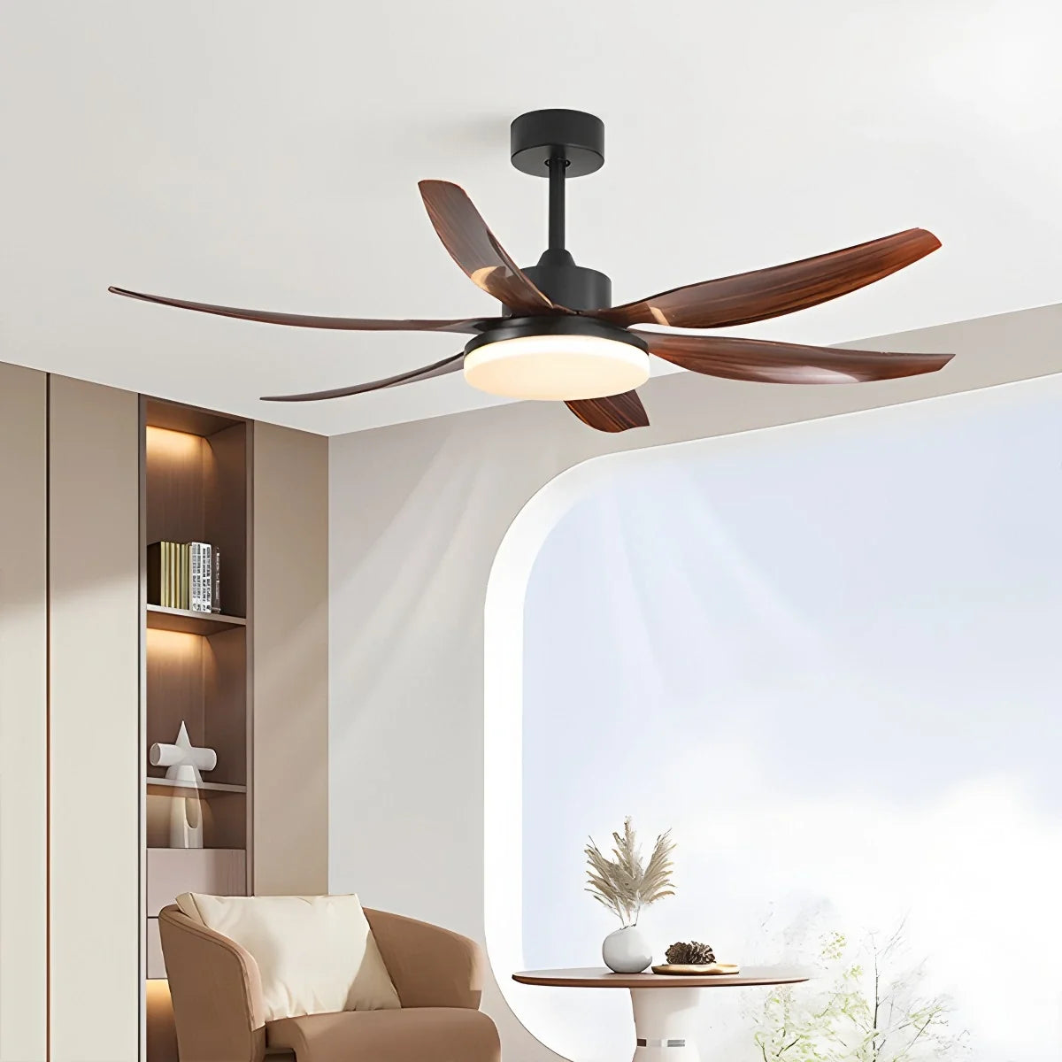 Nordic Style LED 6-Blade Ceiling Fan with Light