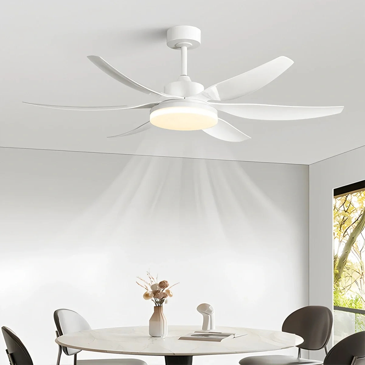 Nordic Style LED 6-Blade Ceiling Fan with Light