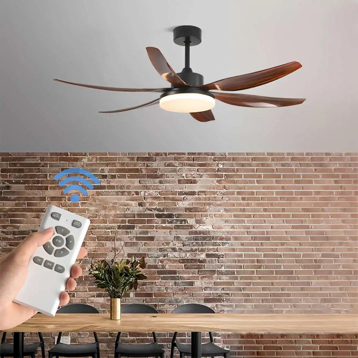 Nordic Style LED 6-Blade Ceiling Fan with Light
