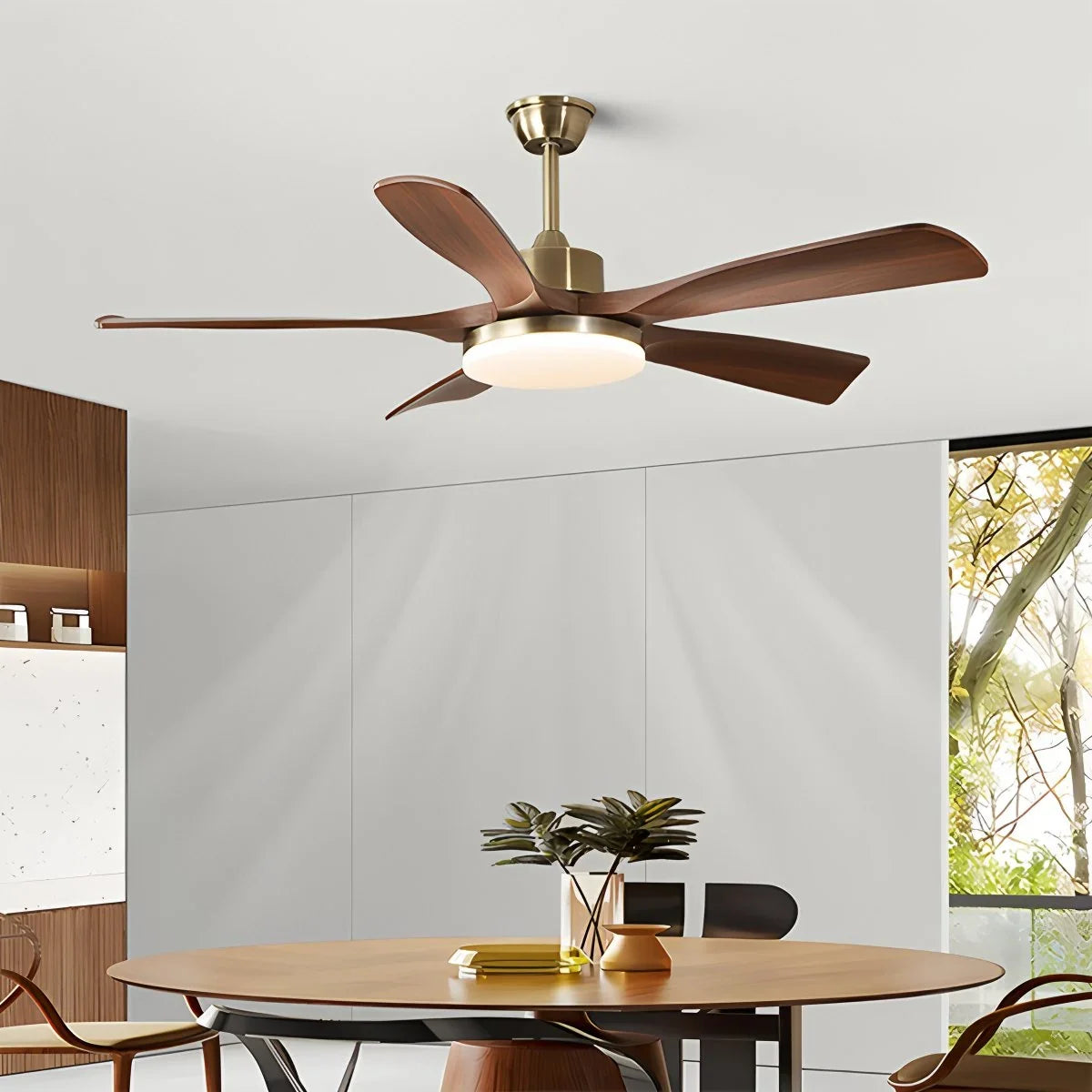 Modern 5-leaf Remote Control Ceiling Fan Light