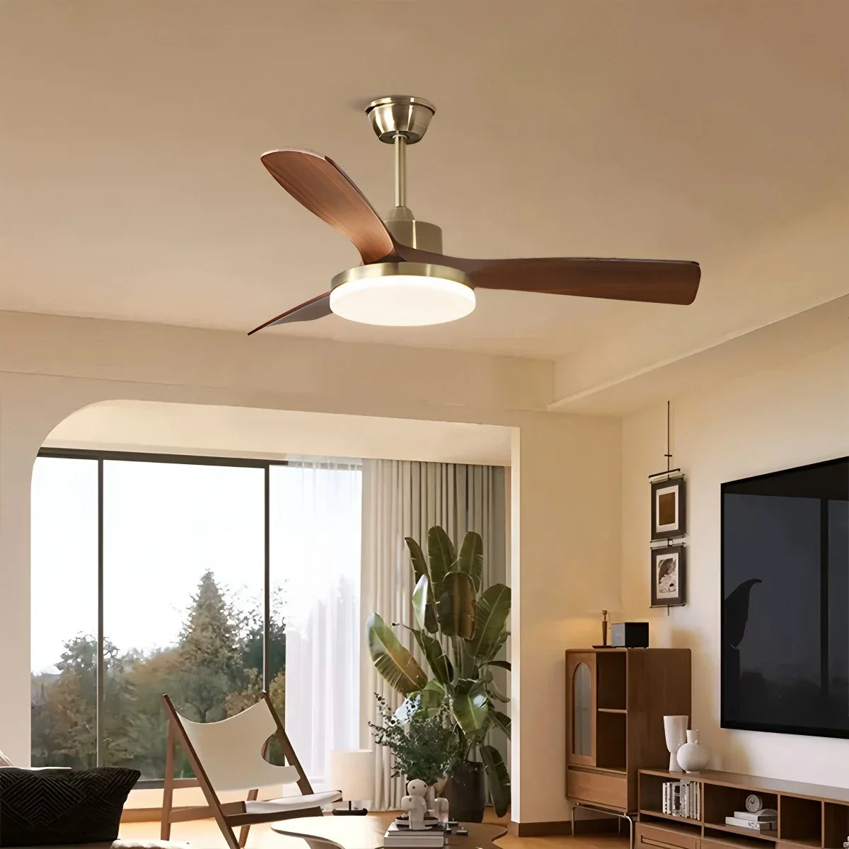 Modern 5-leaf Remote Control Ceiling Fan Light