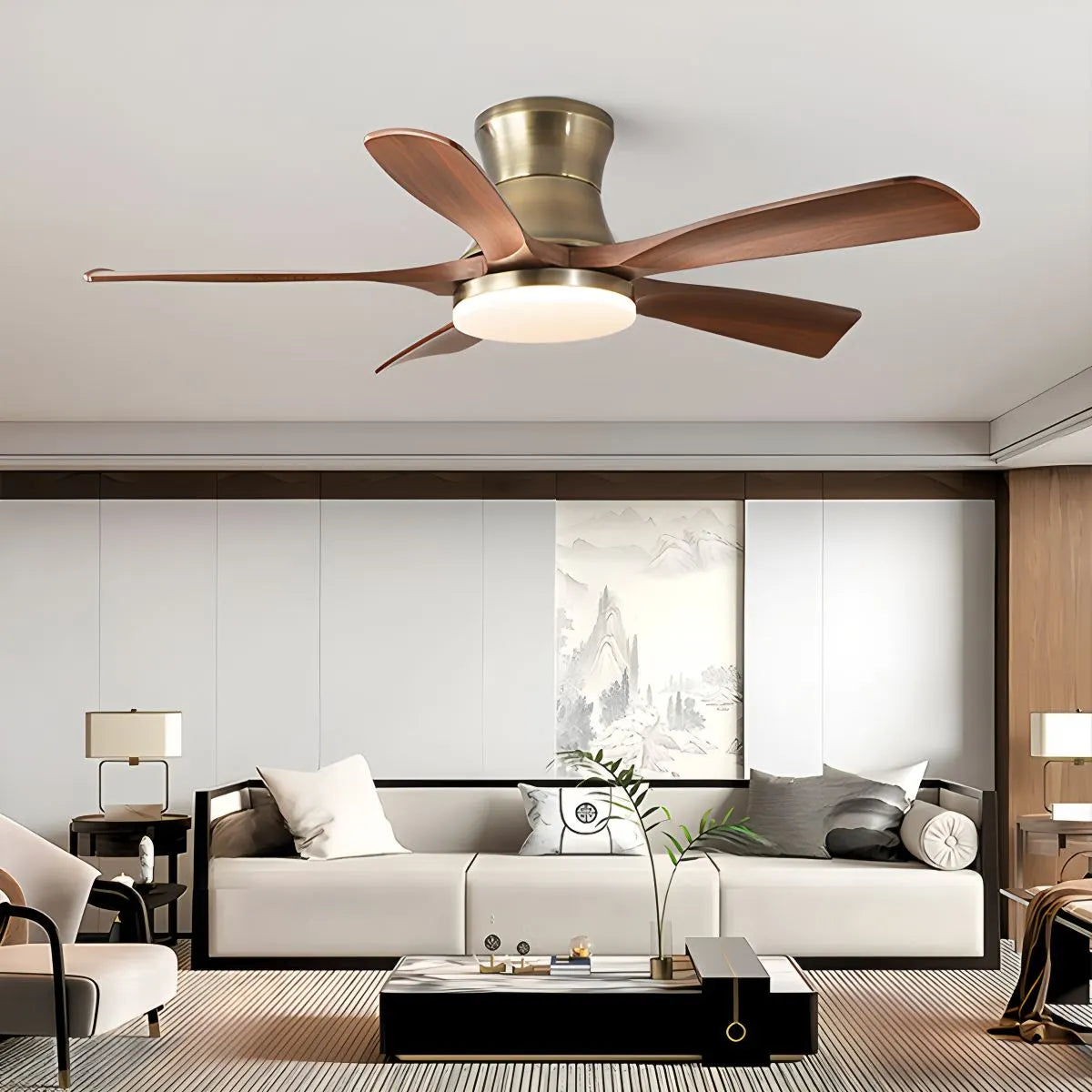 Modern 5-leaf Remote Control Ceiling Fan Light