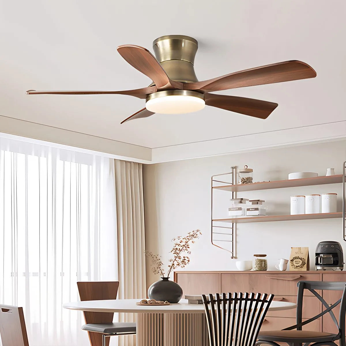 Modern 5-leaf Remote Control Ceiling Fan Light