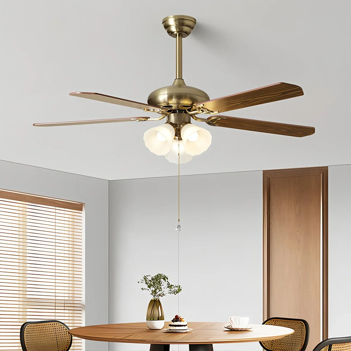 American Retro Ceiling Fan Light for Dining Room
