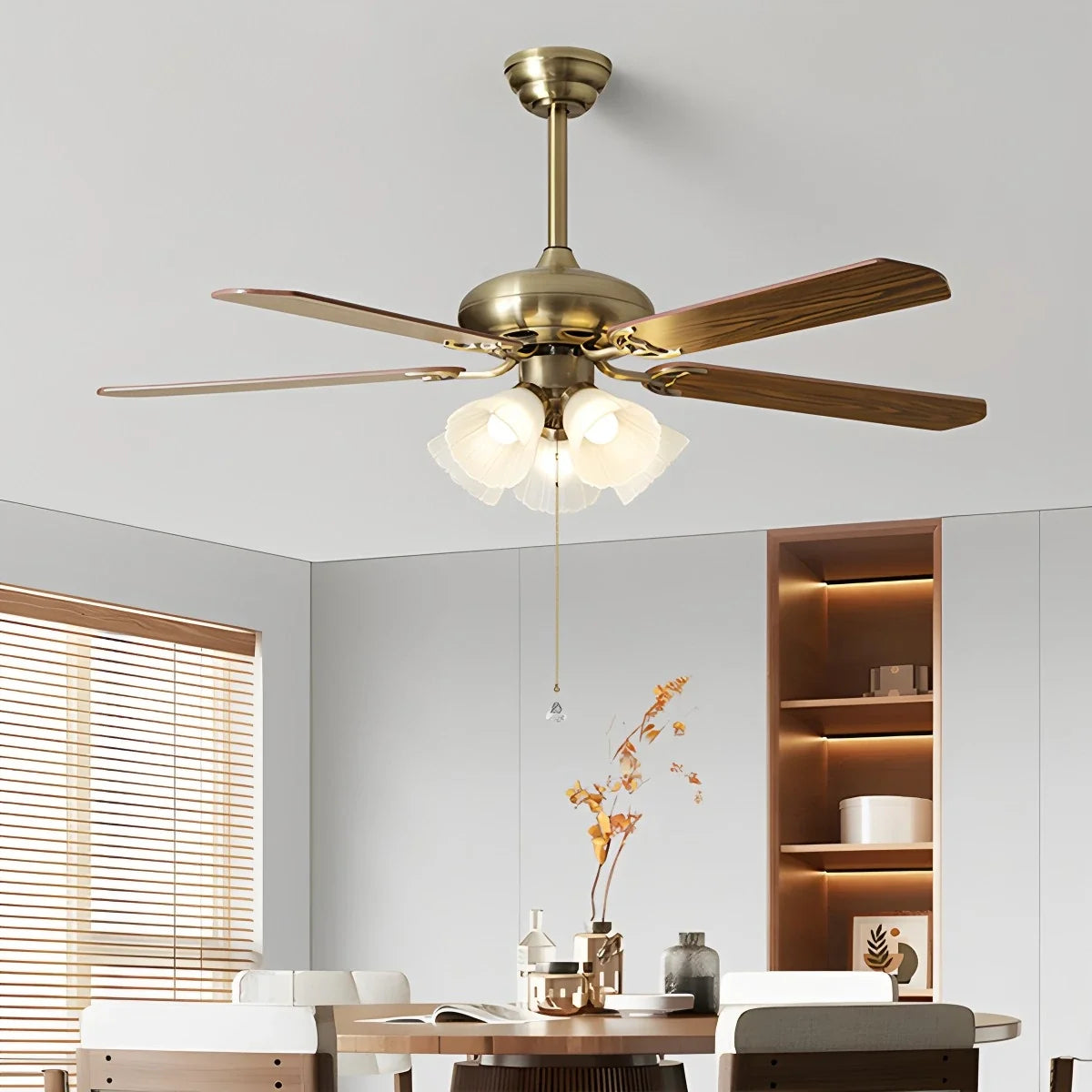 American Retro Ceiling Fan Light for Dining Room