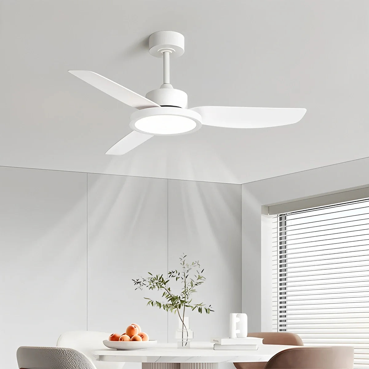 Modern White Ceiling Fans with Lights and Remote