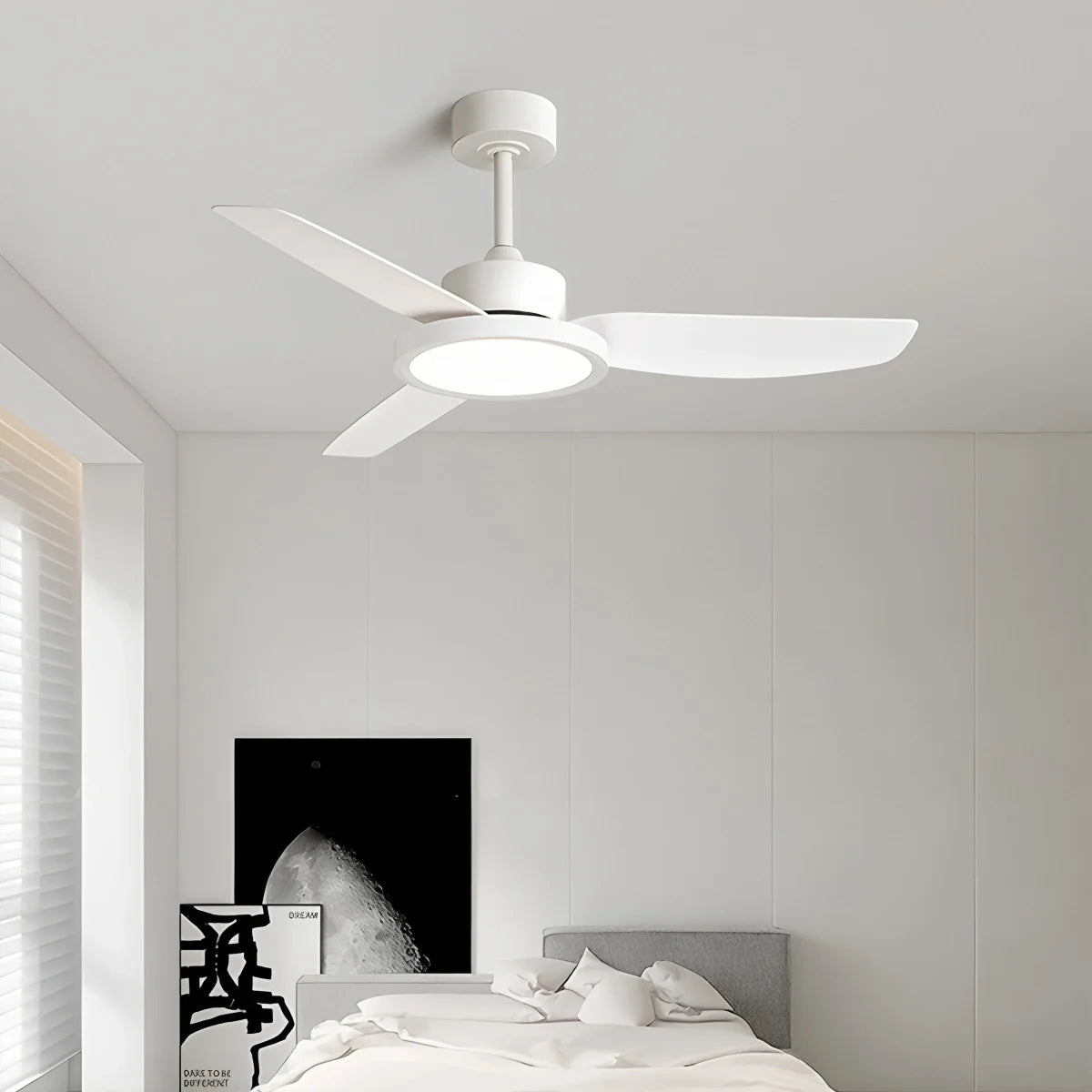 Modern White Ceiling Fans with Lights and Remote