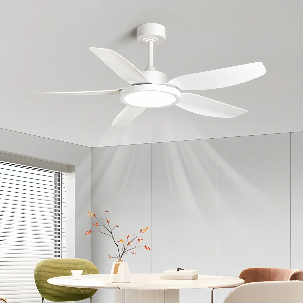 Modern White Ceiling Fans with Lights and Remote