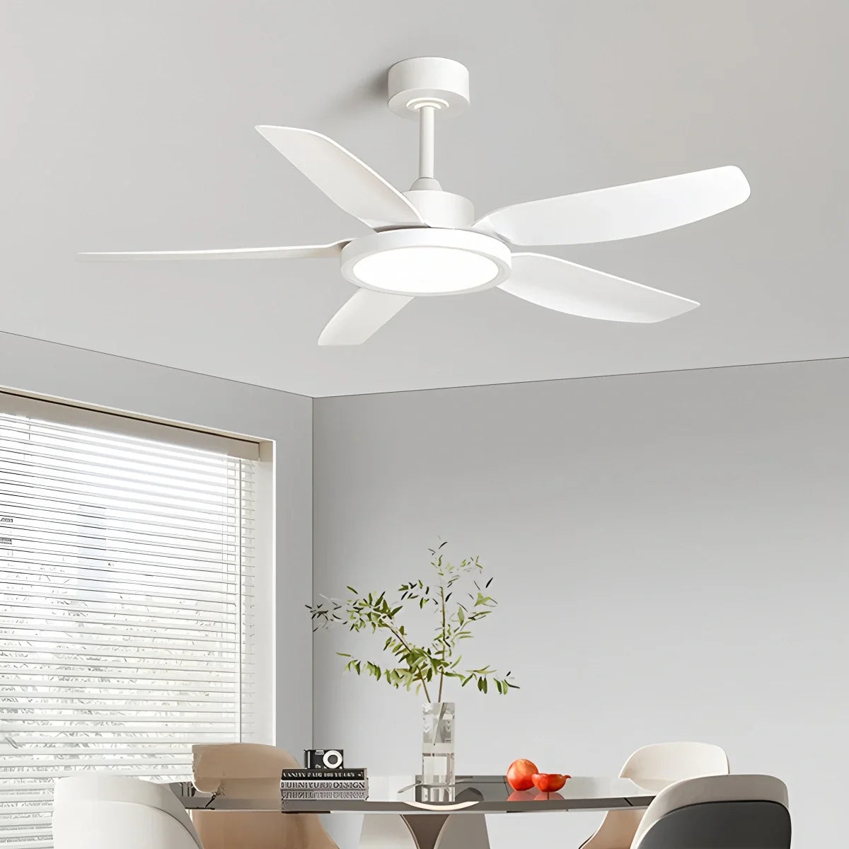 Modern White Ceiling Fans with Lights and Remote
