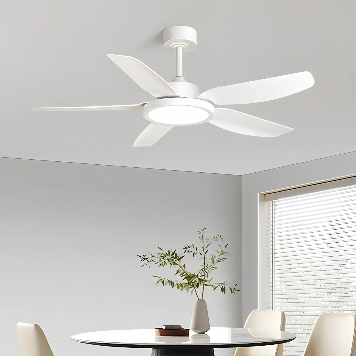 Modern White Ceiling Fans with Lights and Remote