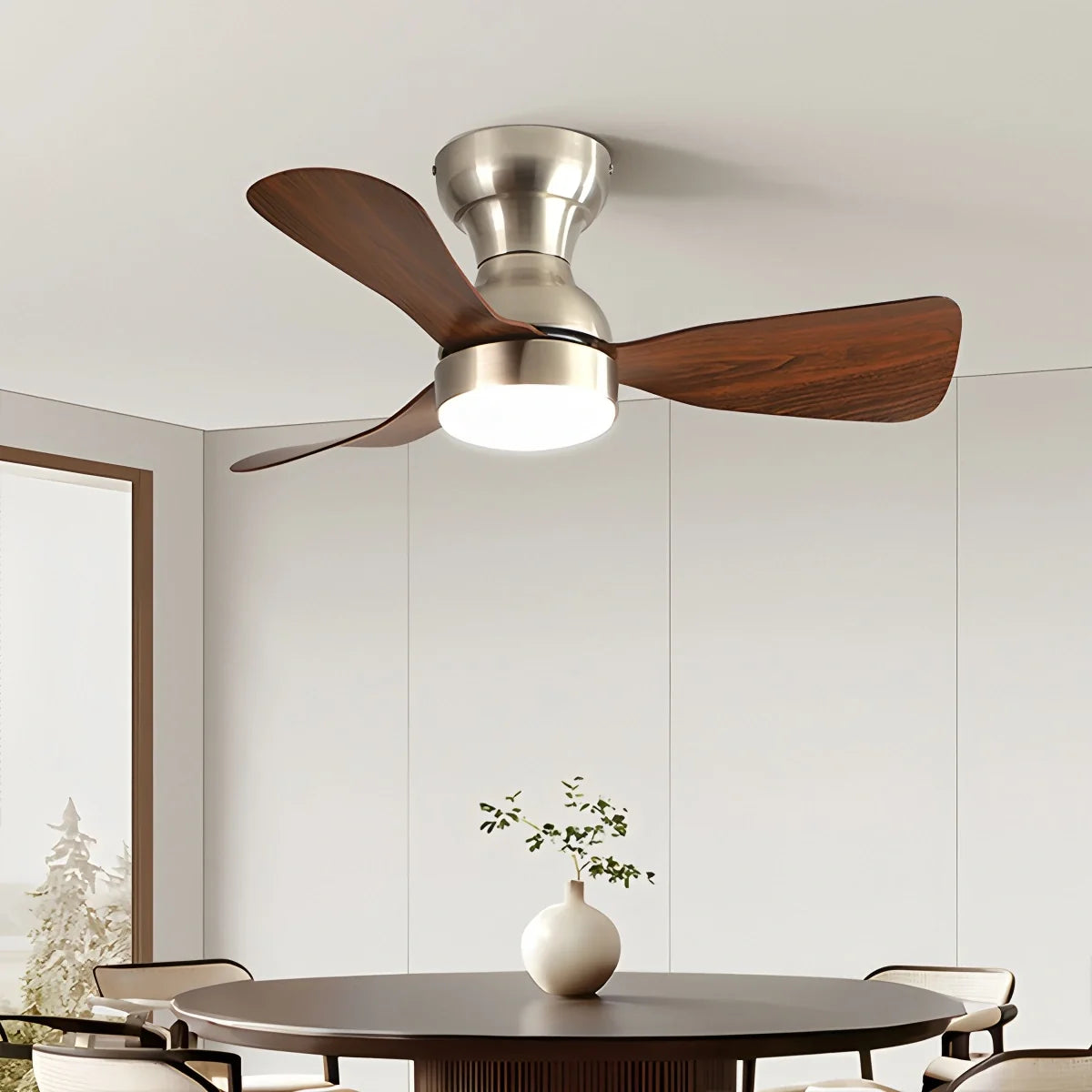 Small Size Indoor Ceiling Fan Light with Remote
