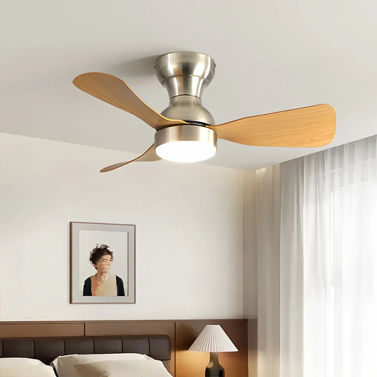 Small Size Indoor Ceiling Fan Light with Remote