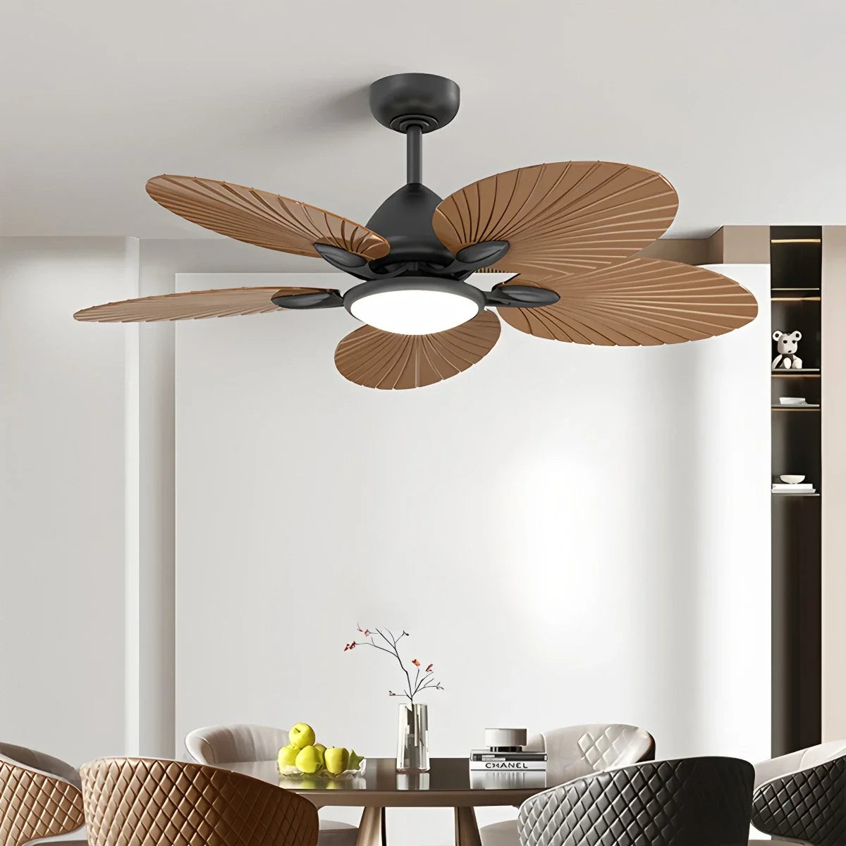 5-Blade Palm Leaf Ceiling Fan with Light