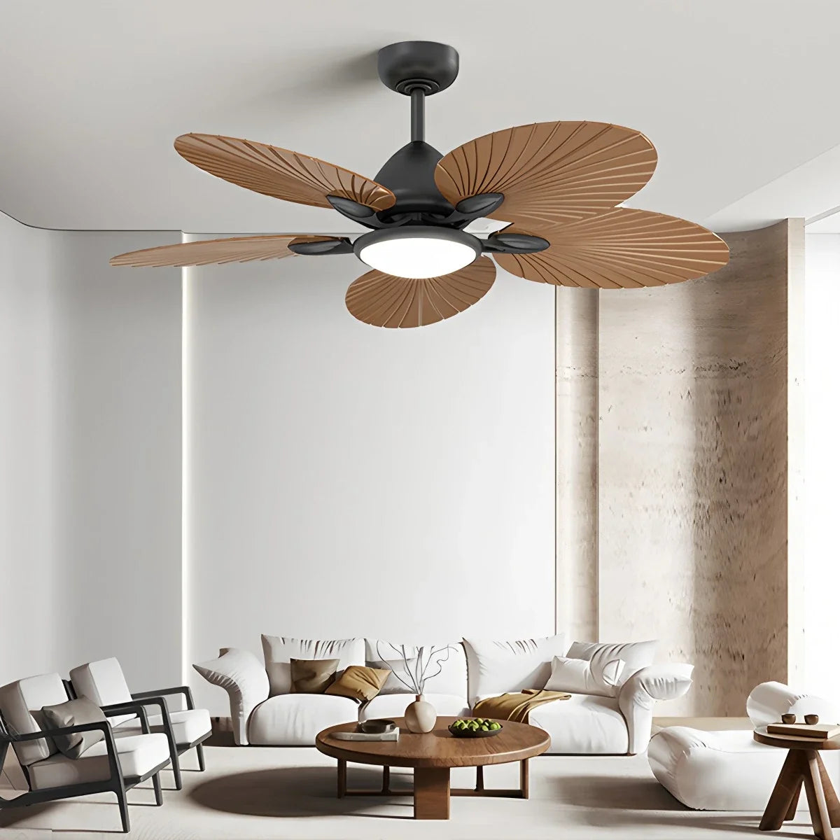 5-Blade Palm Leaf Ceiling Fan with Light