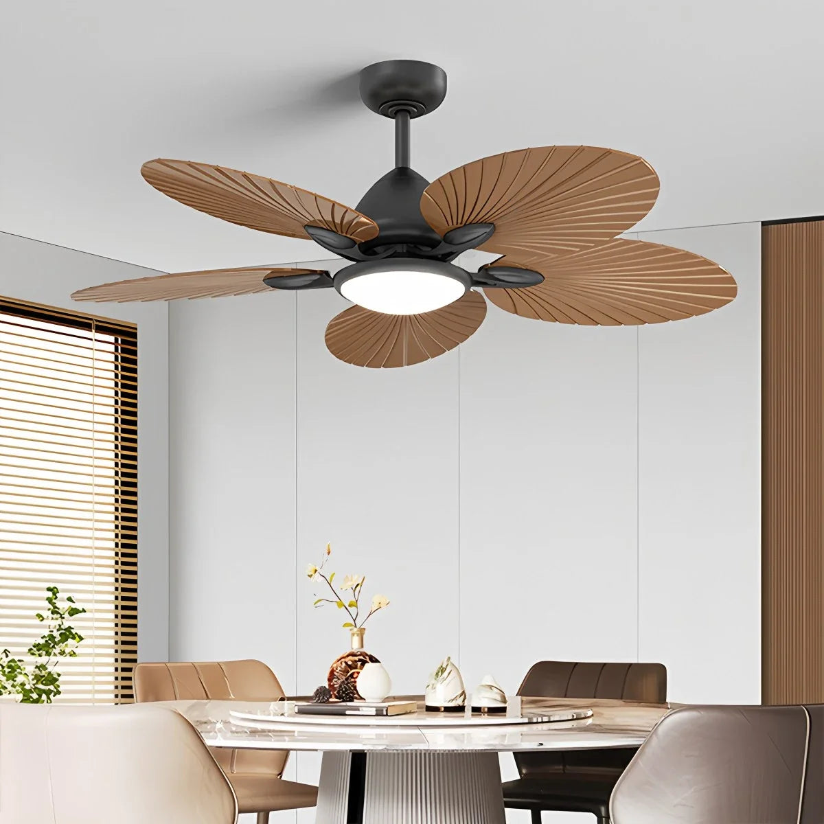 5-Blade Palm Leaf Ceiling Fan with Light